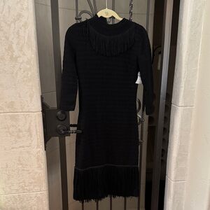 Elegant Black Fringe Dress